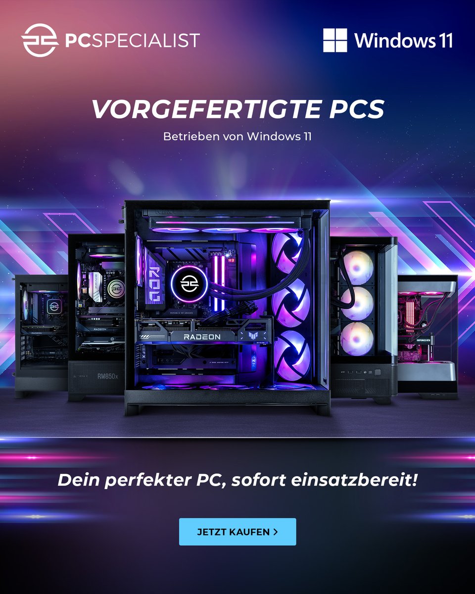 PCSpecialistAT's tweet photo. Pre-Built PCs sind für alle, die direkt ins Geschehen einsteigen wollen. Auspacken und loslegen – keine Einrichtung erforderlich. Powered by Windows 11.

Entdecke unsere Pre-Built PCs ➡️ https://t.co/UtFwdnl2Ml https://t.co/lwbkkAm33E