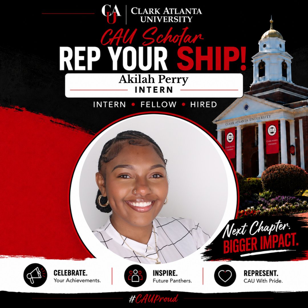 CAU's tweet photo. Akilah Perry β Senior, Mass Media Arts (RTF)
πΎ Panther Spotlight: Senior Akilah Perry (Mass Media ArtsβRTF) interned at MACRO across Film & TV studios β script coverage, talent research & Gen Z media trends. π¬ #RepYourShip #ClarkAtlanta https://t.co/0aOm0mN0mf