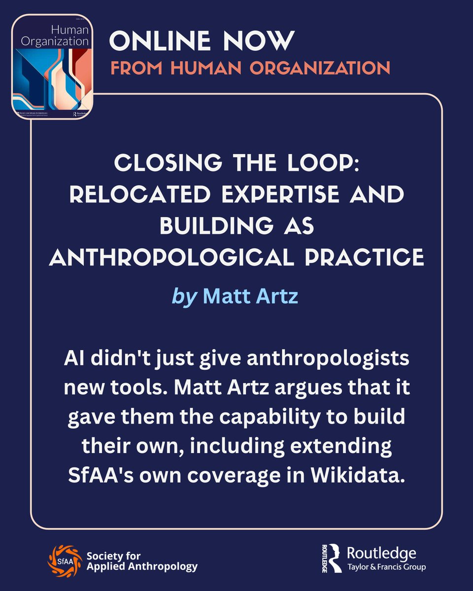 SfAAnthro's tweet photo. Free Access from Human Organization: Closing the Loop: Relocated Expertise and Building as Anthropological Practice by Matt Artz
https://t.co/rRQhJYn3I5
#SfAA #SocialScience #Anthropology #AppliedAnthropology #HumanOrganization https://t.co/ZGhVlolWuG