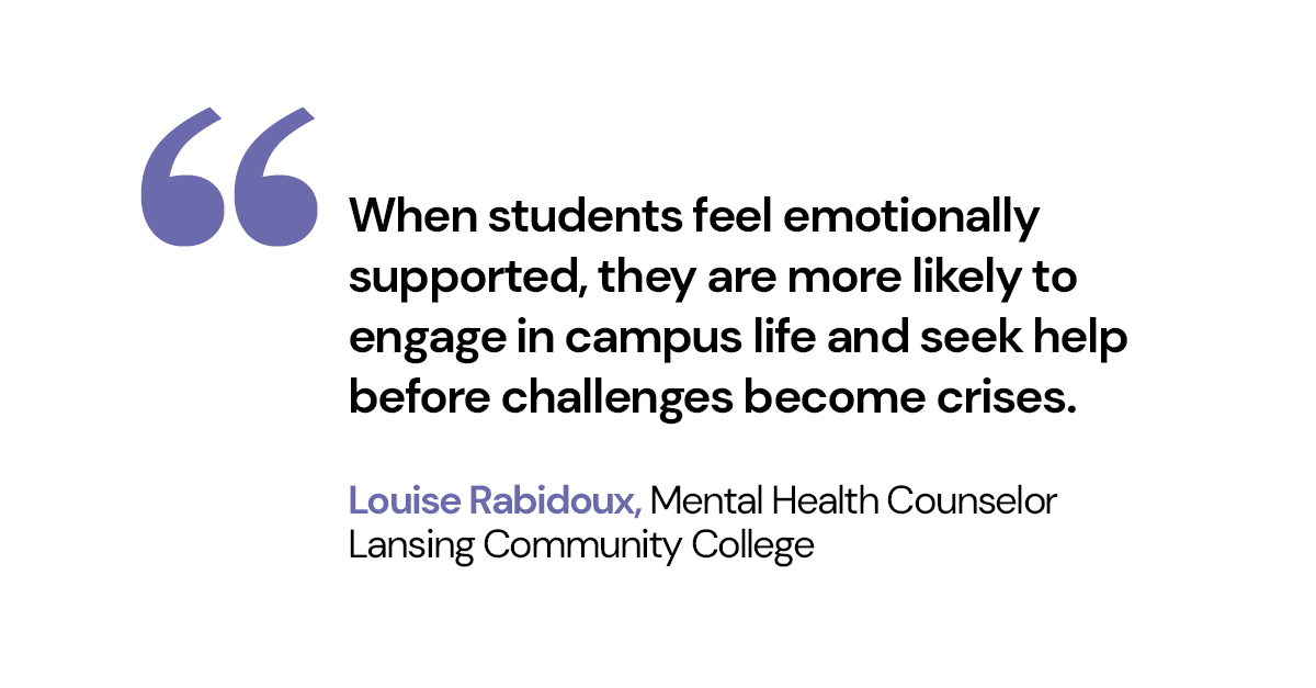 uwilltech's tweet photo. Lansing Community College (@LCCStars) has partnered with Uwill, becoming one of 15 Michigan colleges giving students same-day access to a licensed therapist, direct crisis connection in less than 20 seconds, no cost, no waitlists. https://t.co/c8wWfCs2L1 https://t.co/ZiJFs4MDnx