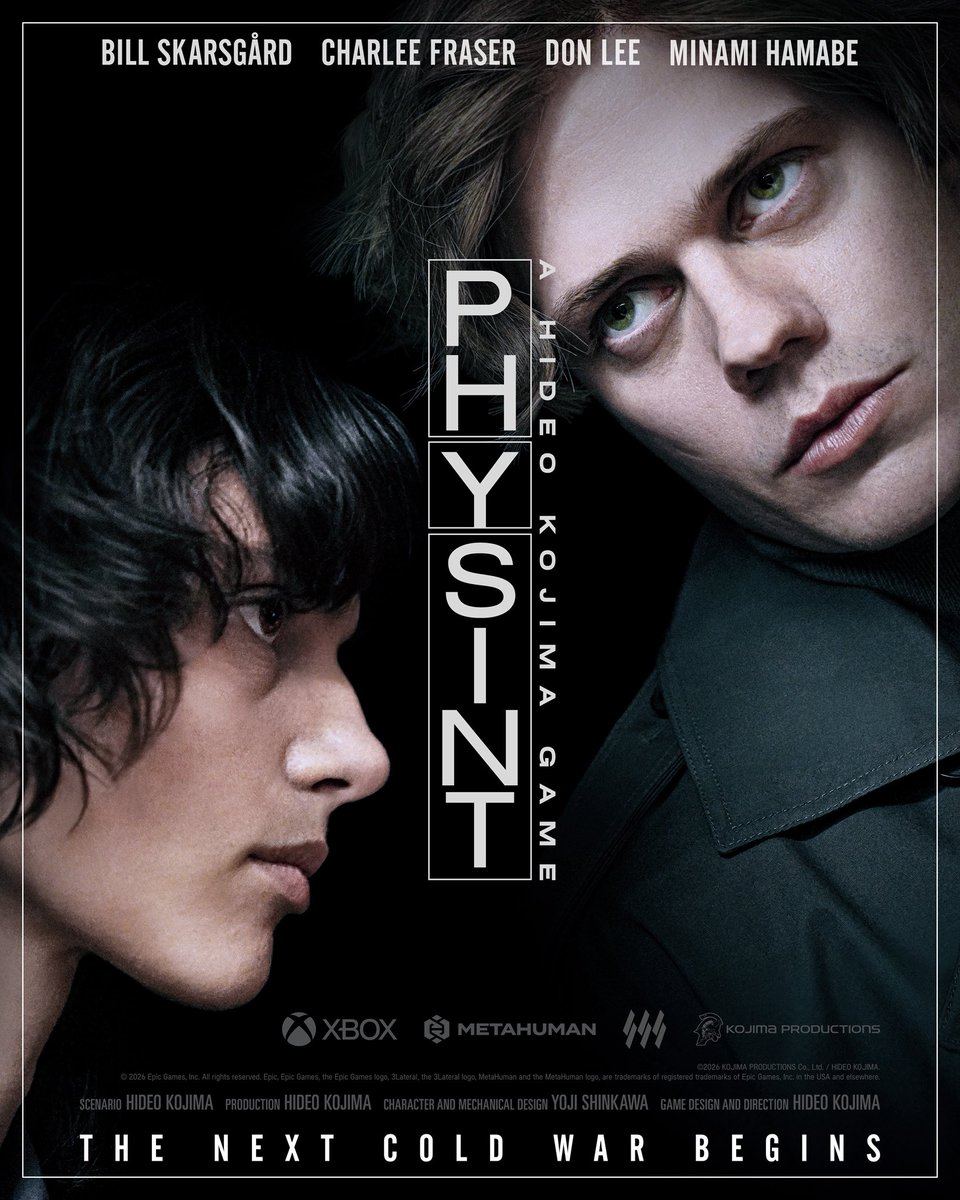 o_iglu_'s tweet photo. 🚨 A Kojima Productions revelou durante a Tokyo Game Show, novos pôsteres oficiais de “PHYSINT”, novo jogo de Hideo Kojima em parceria com a XBOX.

Bill Skarsgård (IT: A Coisa) foi confirmado no papel principal do jogo, ao lado de Charlee Fraser, Don Lee e Minami Hamabe. https://t.co/LO9Li4lc1e
