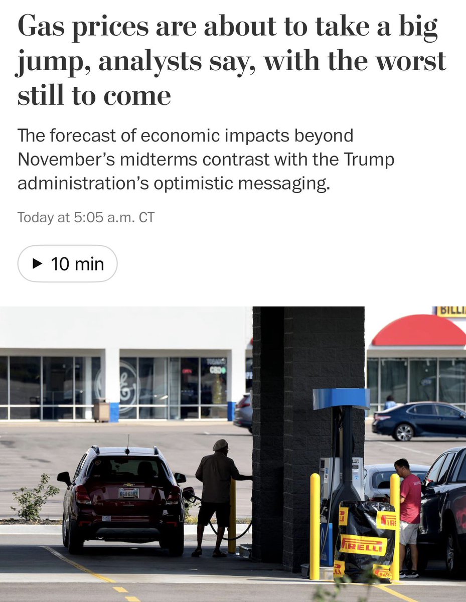 TheTNHoller's tweet photo. “THE WORST STILL TO COME”😕 ⛽️ 

We’re hearing from elected Republicans in Tennessee privately admitting Trump’s war-caused diesel prices are crushing their people. But when will Republicans speak up publicly? What are y’all afraid of? @MarshaBlackburn 

https://t.co/G3wpmxAyXM https://t.co/oipDS7Uqxn