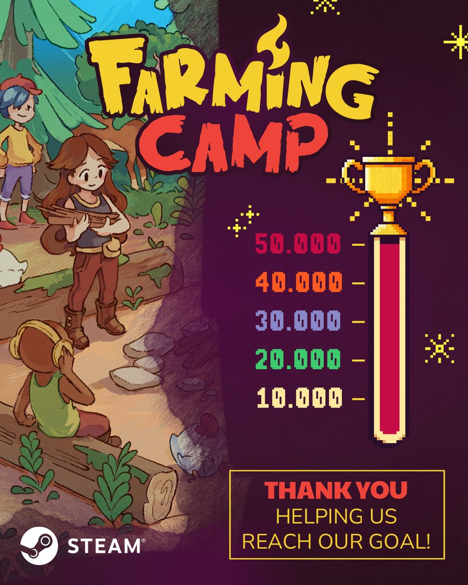 SOEDESCO's tweet photo. 🌱 50,000 #Steam wishlists! 💚
Thank you for all the incredible support for #FarmingCamp! 🏕️✨
To celebrate, we’ll be giving away a free game key to one of you who comments on this post. 🎁
🌾 Launch: September 24
Drop a comment below &amp; see you at camp! 💚 https://t.co/hQLJzeEvb9