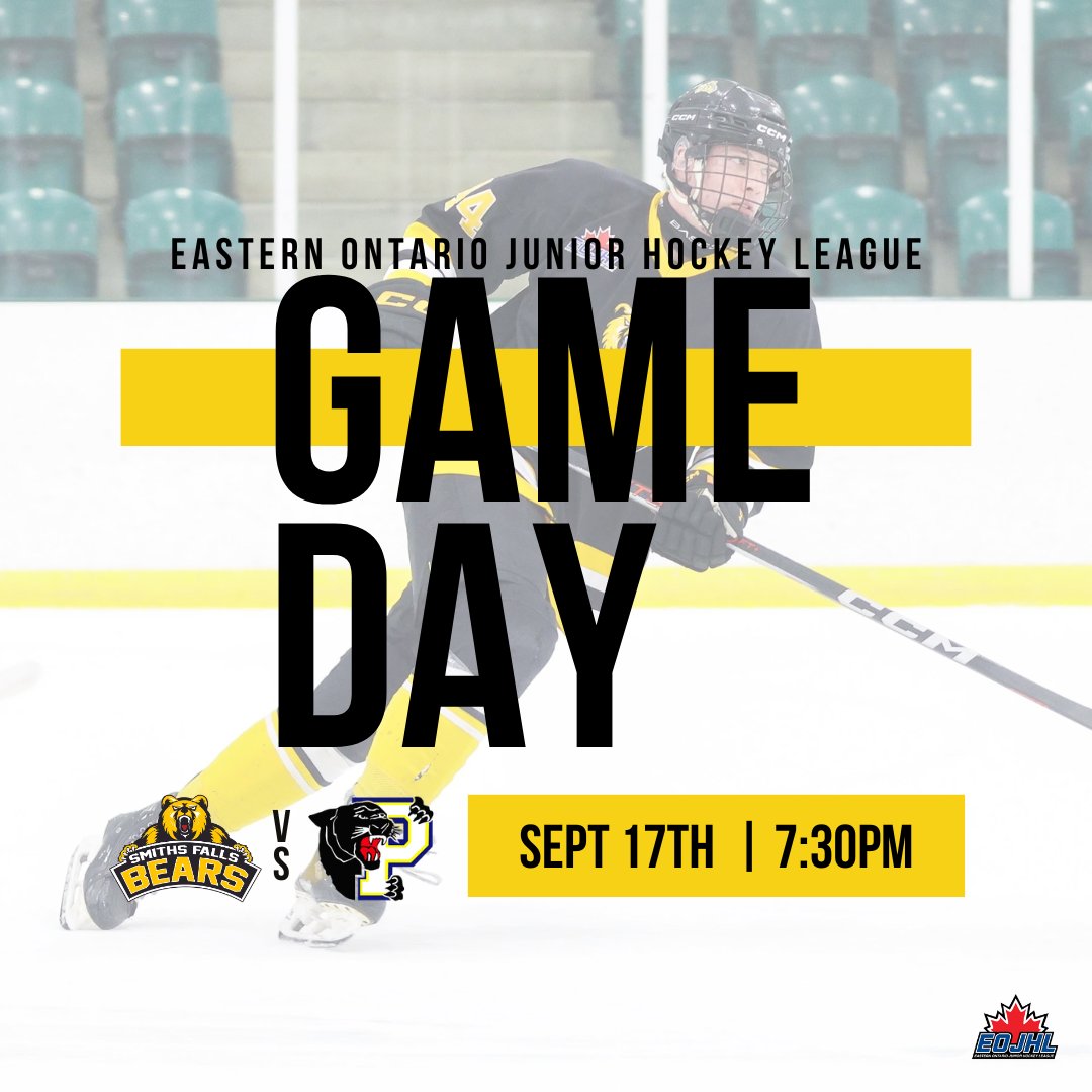 SFJrBears's tweet photo. GAME DAY!

Jr Bears are set to kick off the 2026-27 season tonight on home ice! 

The Embrun Panthers come to town for a 7:30pm puck drop at the Smiths Falls Memorial Centre! https://t.co/iR8Hn3bffC