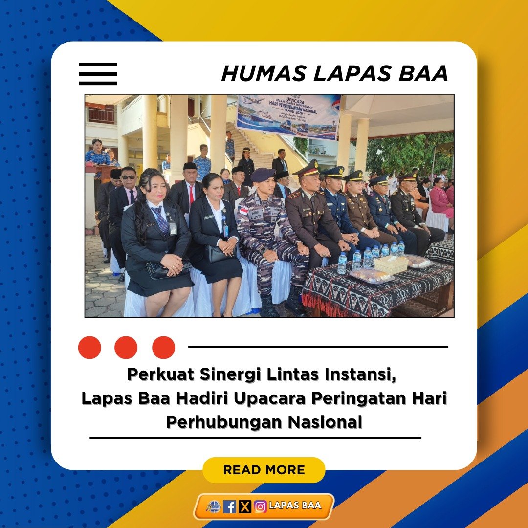 lapasbaa's tweet photo. Perkuat Sinergi Lintas Instansi, Lapas Baa Hadiri Upacara Peringatan Hari Perhubungan Nasional

Selengkapnya : https://t.co/BI20oGCgzd https://t.co/8wV0v5ObMs