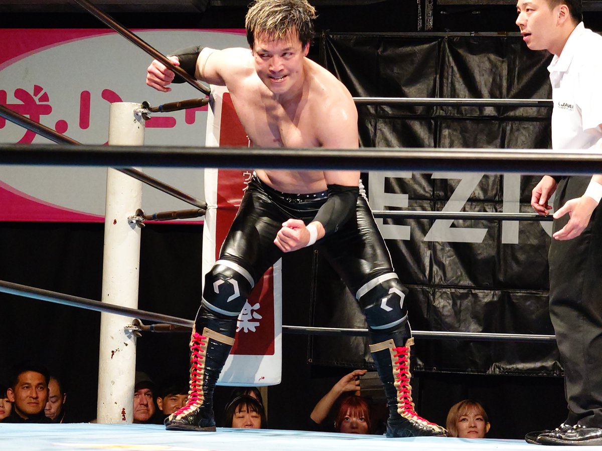 hibiki207's tweet photo. 【本日新木場大会】
◎王道トーナメント2回戦
潮﨑選手VSザイオン選手
潮﨑選手無念の2回戦敗退
とにかく色んな意味で本当に
悔しい！！！
#ajpw
#王道T2026 https://t.co/hlpLDYWjaJ