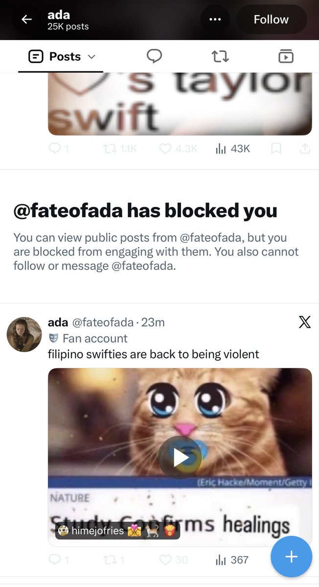 syawtawt's tweet photo. “Filipino swifties are back to being violent” but had to block me coz mf couldnt take the heat oh swiftards 🥀 https://t.co/zL06CCdyfm