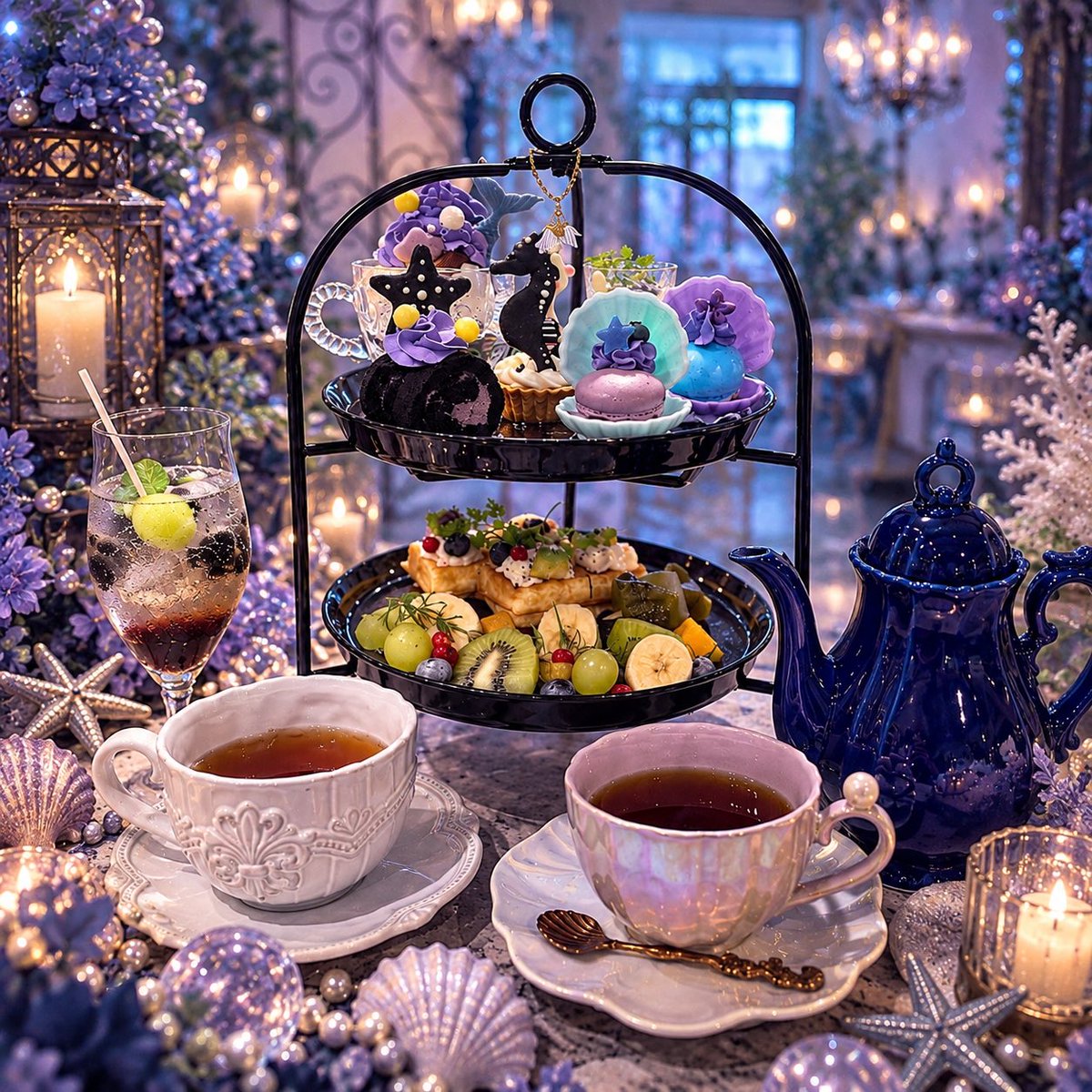cafeCherish's tweet photo. 2026年秋。
カフェチェリッシュはダークサイドに染まります・・・

【マーメイド ダークパレス アフタヌーンティー​​​】
9月19日から販売スタート🌙

ご予約はプロフィールから✨️ https://t.co/VC8oap3Meo