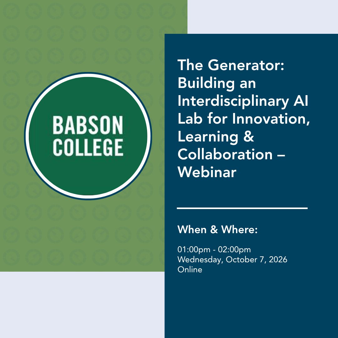 NERCOMP's tweet photo. AI technology — and higher education itself — is experiencing rapid growth. 
In our webinar with @babson, we'll explore how their interdisciplinary AI community, The Generator, has made an impact by fostering opportunities for collaboration. https://t.co/ruohWBid9E https://t.co/2ik3mBaB0U
