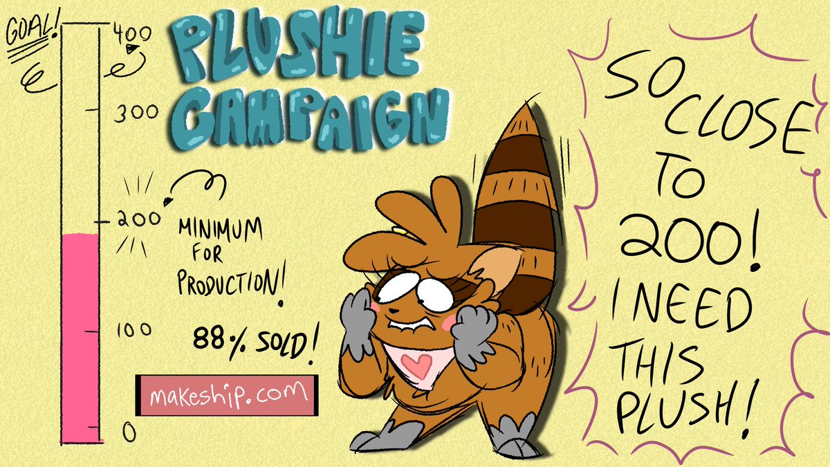 MoonieToonie's tweet photo. So we have about 7 DAYS LEFT!!!! TO GET THIS PLUSH MADE and it's ALMOST FULLY FUNDED!!!! 
I am using the money I get from this to MAKE MORE MAMMAL SQUAD WHICH IS SOMETHING I REALLY WANT TO DO!!!
Sooo BE ONE OF THE FINAL FEW TO GET THIS BABY TO 200!!!
https://t.co/9YdyMfvK5o https://t.co/DamqsUI1Xl