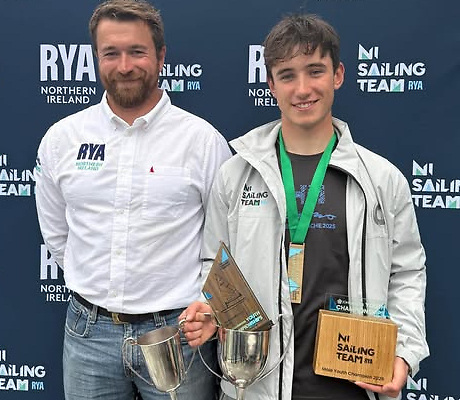 AfloatMagazine's tweet photo. Cormac Byrne Wins RYANI Youth Title for Ballyholme https://t.co/UxDHyeWuWR #RYANI #YouthChampion #BallyholmeYachtClub #ILCA6 #RYAYouthChampionships https://t.co/nAqiesH0gW