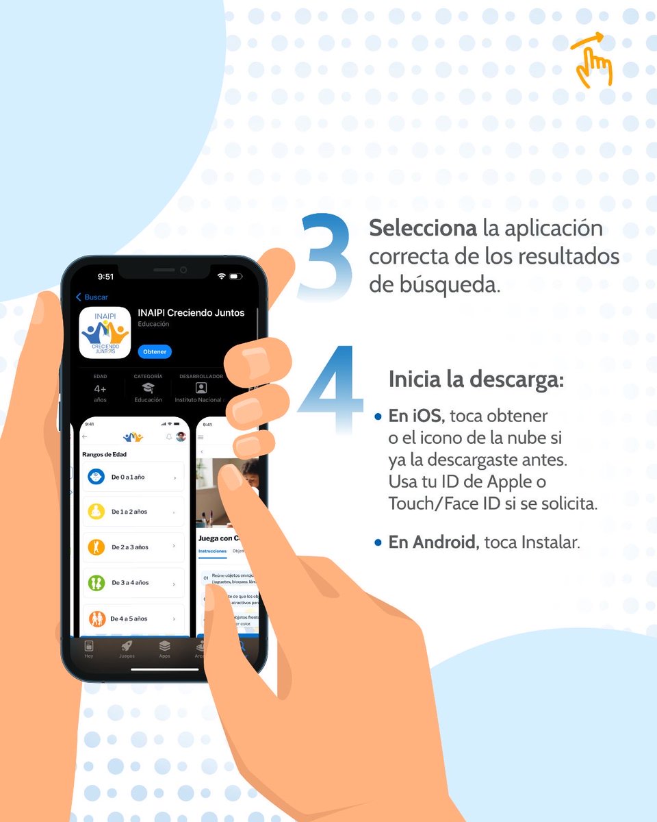 INAIPIRD's tweet photo. Descargar la app es fácil. En este carrusel te mostramos, paso a paso, cómo hacerlo para que puedas comenzar a explorar sus contenidos, actividades y orientaciones para acompañar el desarrollo de tus niños y niñas.

👉 Desliza y sigue los pasos.

#INAIPIRD #AppInaipi https://t.co/dRhOmod4u7