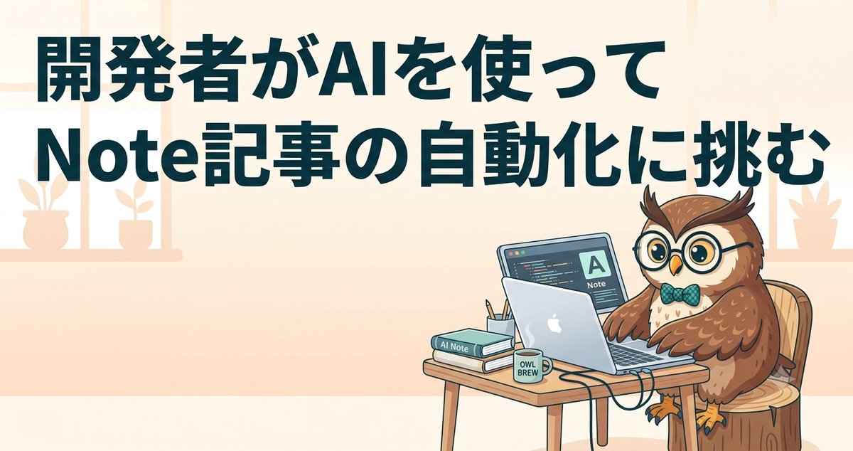 owlforestnature's tweet photo. Noteに「AIを使ってNote記事の自動化」に挑戦している内容を投稿しまし��。
まだまだこれから改善が必要ですが、現時点の取り組み内容を記事にしています。

ClaudeCode×note | 開発者がAIを使ってNote記事の自動化に挑む｜フクロウの森 @O9eVpcdYXkevhnL https://t.co/S2GzubKRuu https://t.co/QIawejyc9f