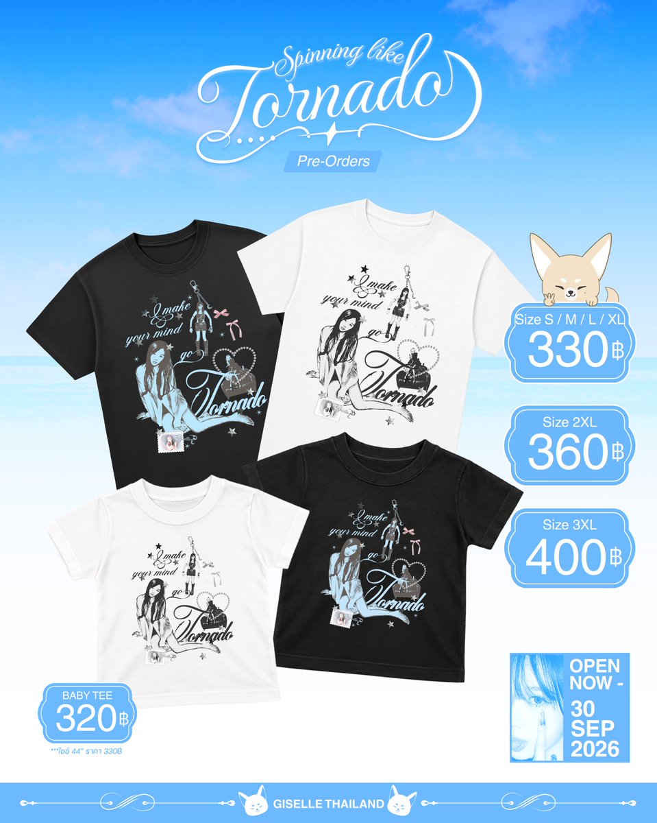 GISELLETHAILAND's tweet photo. 𝑩𝒂𝒅𝒅𝒊𝒆 𝑨𝒏𝒈𝒆𝒍 & 𝑻𝒐𝒓𝒏𝒂𝒅𝒐 🪽

T-Shirt, Baby Tee ผ้า Cotton 100%
🩷 Baddie Angel
🩷 Spinning like Tornado

🛒 รายละเอียด/สั่งซื้อ
https://t.co/yXt0cwioCL
⏱️ วันนี้ - 30 กันยายน 2026

* กำไรหลังหักค่าใช้จ่ายทั้งหมดจะถูกนำไปใช้ในโปรเจกต์ต่าง ๆ ของจีเซล *

✔️ G.O. (dm for more infomation)