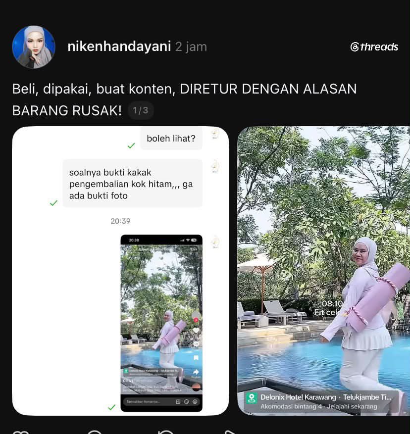 sahza____'s tweet photo. kak jangan jahat-jahat, barang udah dipake ke event kok di retur dg alasan rusak??😭

menurut kalian gmn guys? https://t.co/JlMJcnMpt3