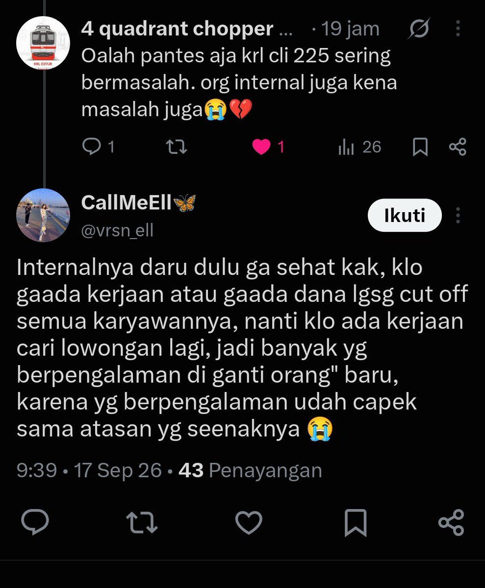 205SeriesJR7's tweet photo. @BagasDw02 Yaa gimana org internal disananya biar ke up kasusnya😢 https://t.co/uIhaFx1R3I