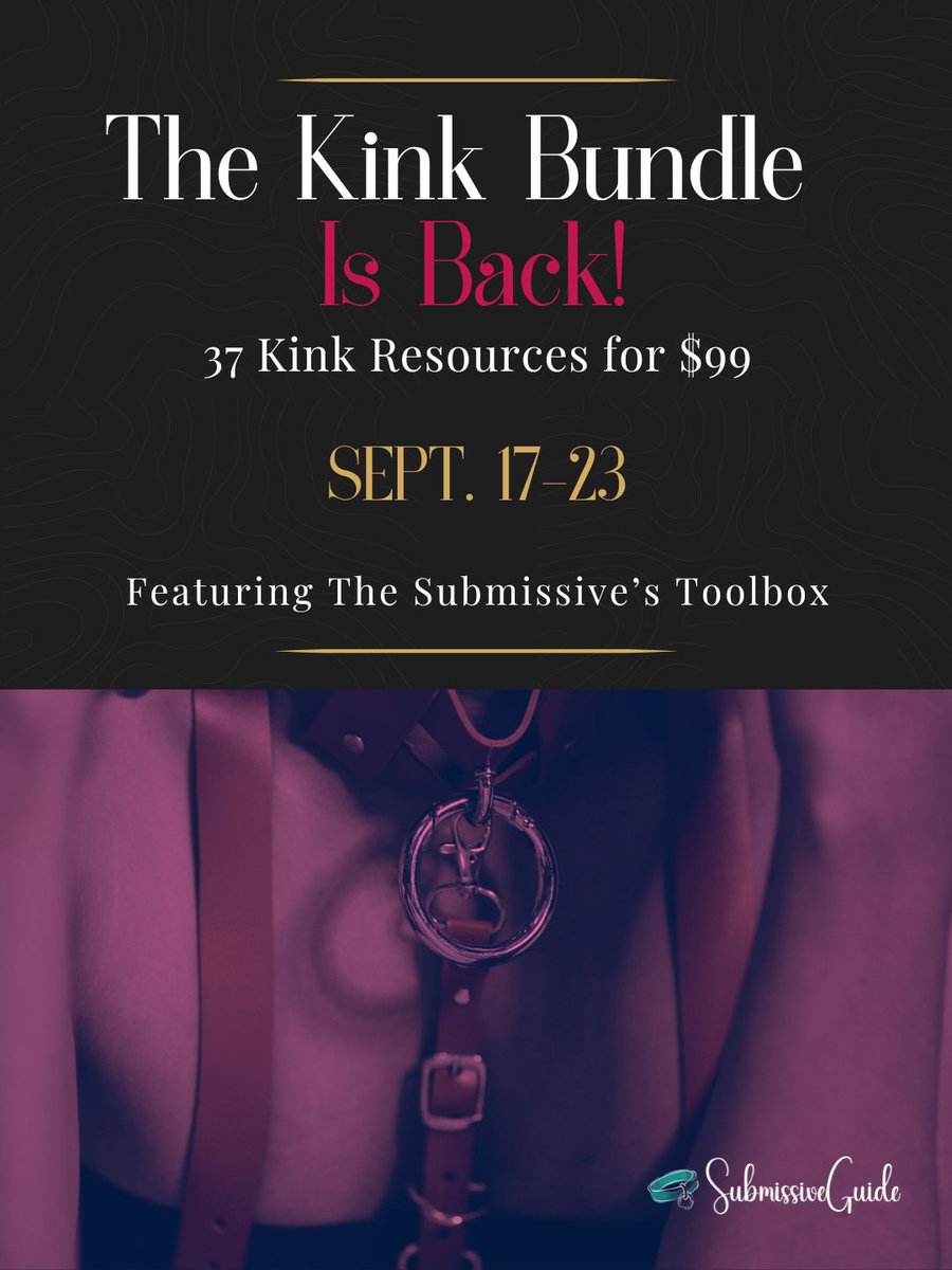 subguide's tweet photo. The Kink Bundle is back! 🎉

This is my 5th year participating, and this year I contributed my favorite resource yet: The Submissive’s Toolbox.

37 BDSM, kink &amp; D/s resources. $99. Sept. 17–23 only.

Come see what makes your kinky brain go “OOOH.” 😈

https://t.co/A27Sd5gMSS https://t.co/Fg6YI9zcpc