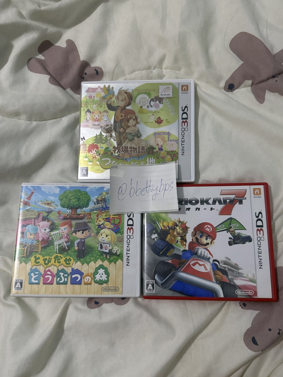 bbettybps's tweet photo. แผ่นเกม 3DS Japanทั้งหมด เล่นได้ปกติ
Mario kart 7 300
Story of seasons 500
Animal crossing new leaf 350
*ราคารวมส่งแล้ว
ถ้ารับทั้ง3เกม 1000ส่งฟรี
#NINTENDO3DS #3DS #Nintendo #Nintendoมือสอง #แผ่นเกม3ds #ส่งต่อแผ่นเกม #แผ่นเกมพร้อมส่ง #พร้อมส่ง https://t.co/GPhqVOSXzS