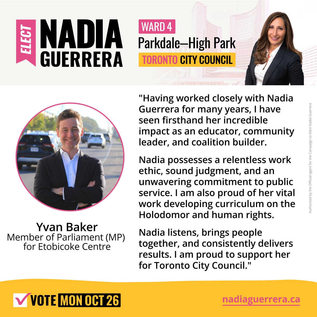 nadia_guerrera's tweet photo. Proud to have the support of my friend @Yvan_Baker, MP for Etobicoke Centre.

We’ve worked together for years, united by a commitment to public service, education and human rights. Thank you, Yvan, for your friendship and confidence! https://t.co/Me2ZbMN0aK