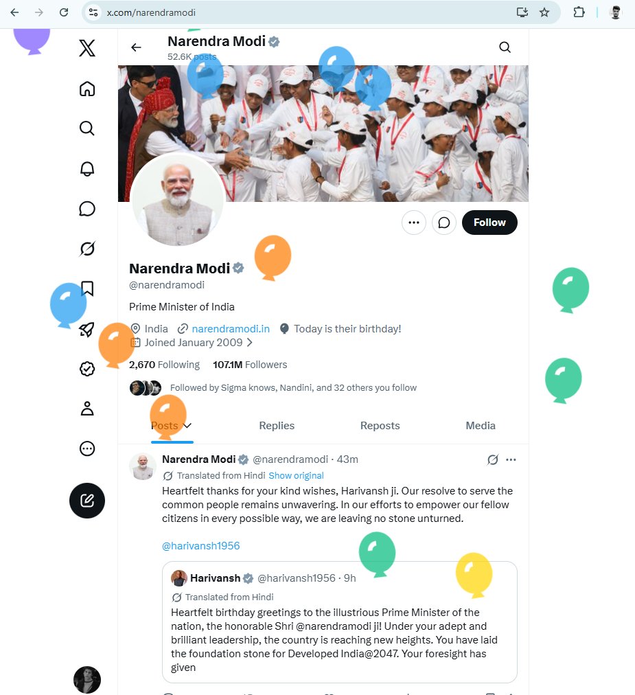 heyimvinod's tweet photo. After clicking on @narendramodi account, kushiyoka mahol chal raha hai, I got to know🥹😭 https://t.co/9mypGfqenr