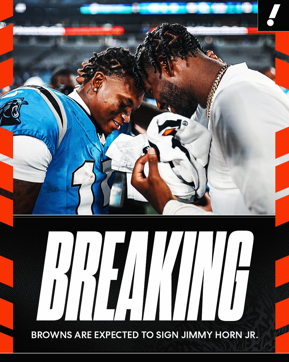 YahooSports's tweet photo. The Browns are expected to sign former Panthers WR Jimmy Horn Jr., reuniting the former Colorado WR with Shedeur Sanders, per @Schultz_Report. https://t.co/46qvx577zV