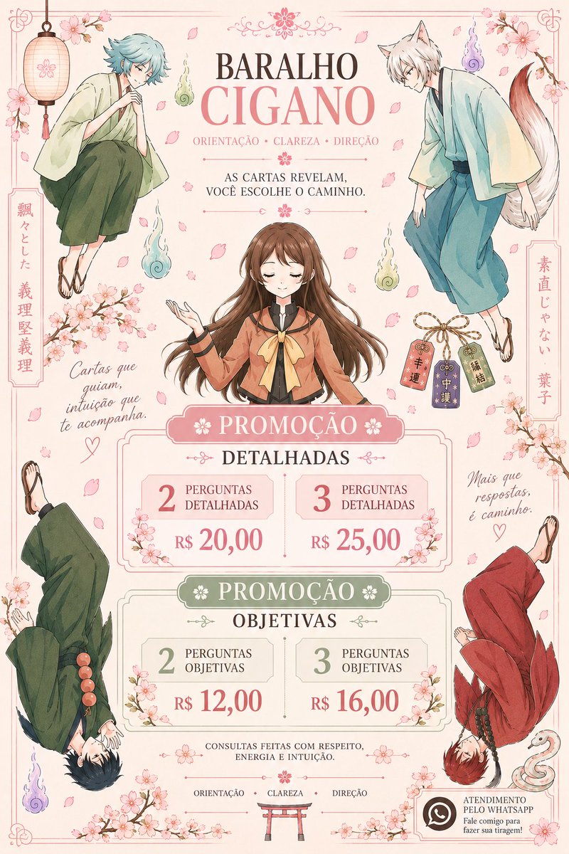 Esmeraldacigan7's tweet photo. 🔮✨️MESA ABERTA
As cartas podem trazer novos caminhos,respostas e direcionamentos para o seu momento.🃏❤️
📲Tiragens pelo WhatsApp:https://t.co/ZwqeV1XnOA
💌atendimento imediato
#Cartomancia #freecard #LeituraDeCartas #viral #tarotw #tarot #thead previsões promoção https://t.co/ZnMd6eWLt9