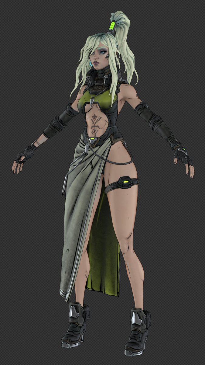 lynya_'s tweet photo. i downloaded 170gb of borderlands 4 to rip Loveless. here's her game model. game armatures only. 3 body skins, 5 heads, pet wyrm. surprisingly large amount of body mesh under her clothes

https://t.co/xuXbGt4nUk

(extract texture folder to same place as .blend) https://t.co/urUtrr1uEz