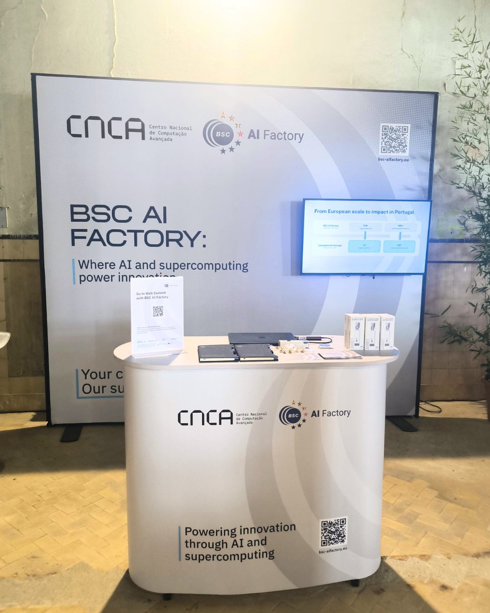 acnca_pt's tweet photo. 📍 𝗖𝗡𝗖𝗔 𝗮𝘁 𝗦𝘁𝗮𝗿𝘁𝘂𝗽 𝗦𝘂𝗺𝗺𝗶𝘁 𝟮𝟬𝟮𝟲
Our team is on-site to present BSC AI Factory and how advanced computing and #AI are driving innovation across sectors.

Come visit us to discover what CNCA and #BSCAIFactory can do for you.

@danielmoraesofc https://t.co/qsNRN87A0X