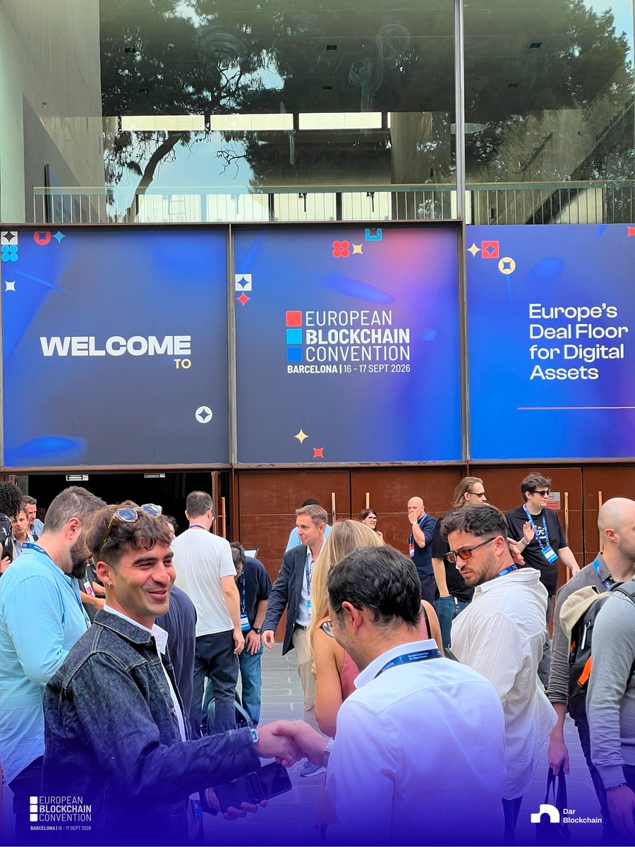 DarBlockchain's tweet photo. We're on the ground at @EBlockchainCon 2026 in Barcelona. 

Our Co-Founder @Jaaf__Aar is there today, connecting with founders, builders, investors and ecosystem teams.

If you’re at EBC and want to meet, DM Jaafar or reach out to us.

See you on the floor. https://t.co/otqEnjolux