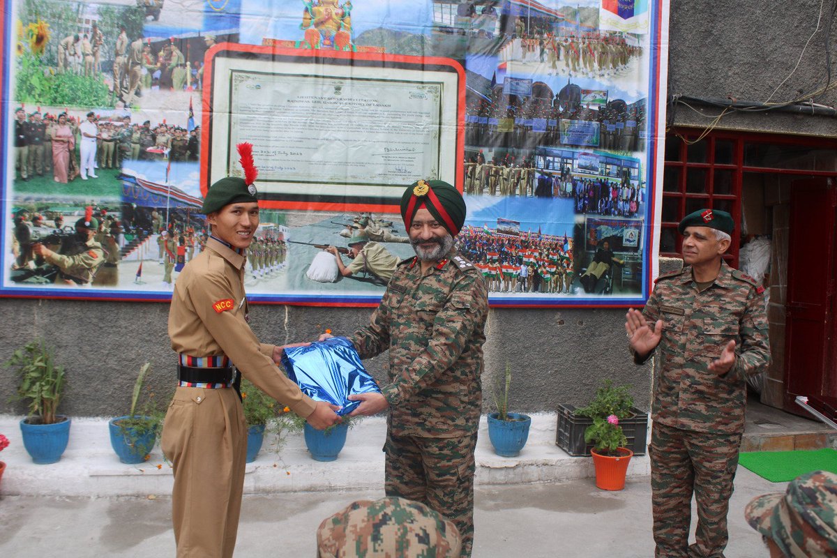 NCCGPHQSRINAGAR's tweet photo. 🇮🇳 Annual Administrative Inspection | 1 Ladakh Bn NCC, Leh 🇮🇳

Brig Gurbir Singh, VSM Group Commander, NCC Group Srinagar inspected 1 Ladakh Bn NCC, Leh as part of the Annual Administrative Inspection. The inspection commenced with a smartly turned-out Guard of Honour by mix guard of NCC cadets. The Group Commander felicitated meritorious cadets, instructors, ANOs and civil staff for their commendable performance. He interacted with the staff and appreciated their dedication and efforts towards strengthening NCC activities across the Ladakh region. 🇮🇳

#NCC #Ladakh #Leh #NCCGroupSrinagar

@NorthernComd_IA @adgpi @HQ_DG_NCC @NCCDteJKL 
@Mygovindia @PIB_India @SpokespersonMoD
@lg_ladakh
@firefurycorps
@prodefleh