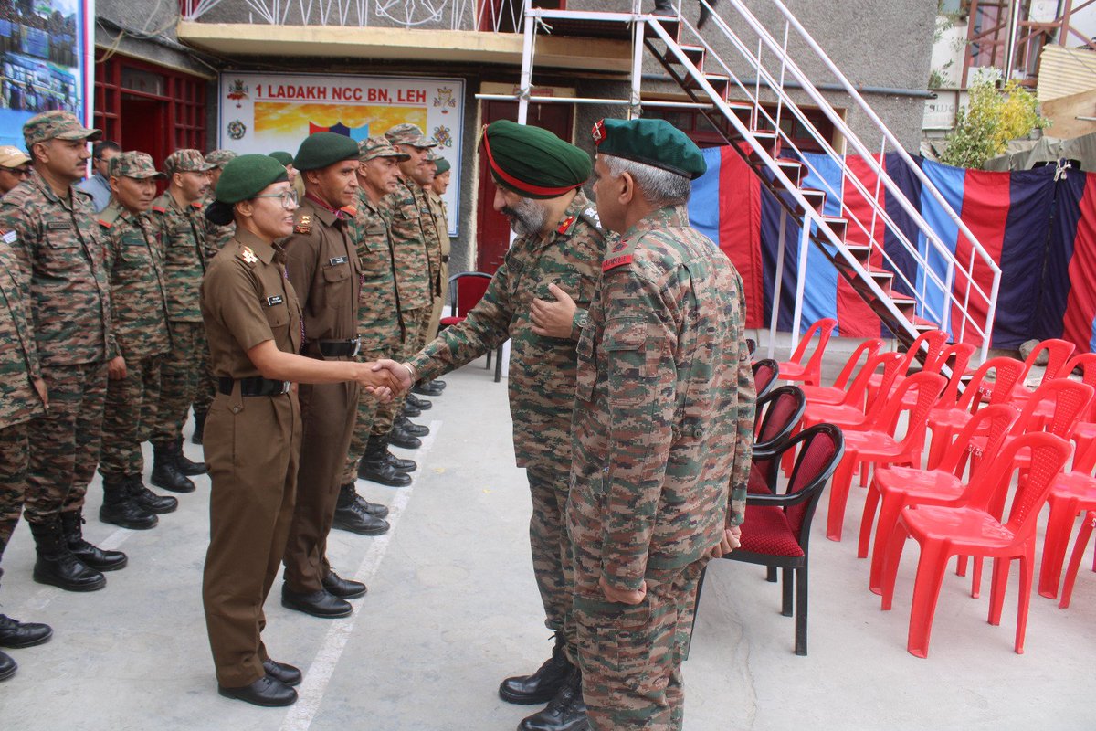 NCCGPHQSRINAGAR's tweet photo. 🇮🇳 Annual Administrative Inspection | 1 Ladakh Bn NCC, Leh 🇮🇳

Brig Gurbir Singh, VSM Group Commander, NCC Group Srinagar inspected 1 Ladakh Bn NCC, Leh as part of the Annual Administrative Inspection. The inspection commenced with a smartly turned-out Guard of Honour by mix guard of NCC cadets. The Group Commander felicitated meritorious cadets, instructors, ANOs and civil staff for their commendable performance. He interacted with the staff and appreciated their dedication and efforts towards strengthening NCC activities across the Ladakh region. 🇮🇳

#NCC #Ladakh #Leh #NCCGroupSrinagar

@NorthernComd_IA @adgpi @HQ_DG_NCC @NCCDteJKL 
@Mygovindia @PIB_India @SpokespersonMoD
@lg_ladakh
@firefurycorps
@prodefleh