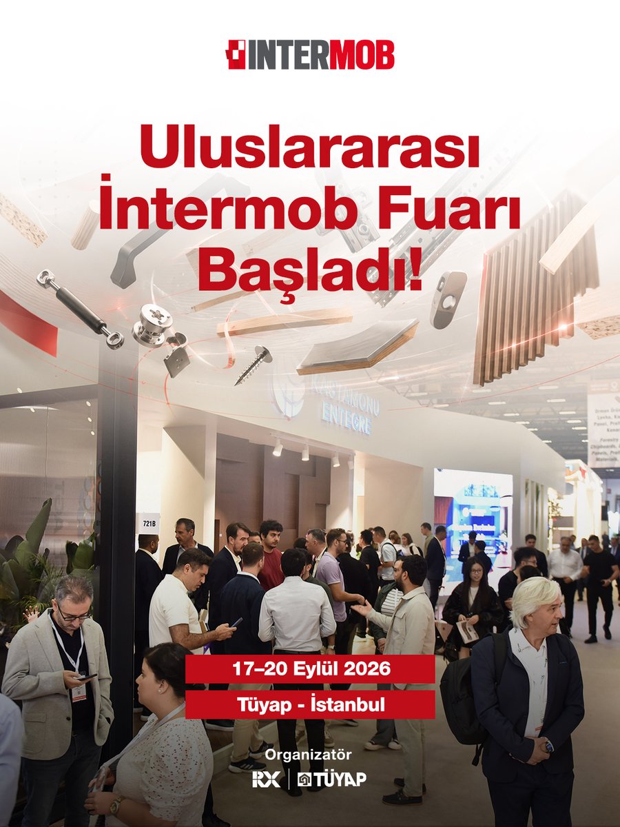intermobist's tweet photo. Uluslararası İntermob Fuarı başladı!

Mobilya yan sanayisinde sektörün önde gelen firmalarıyla bir araya gelmek için 20 Eylül’e kadar Intermob 2026’yı ziyaret edebilirsiniz.

🔗 https://t.co/98CnrHqESY

📅 17–20 Eylül 2026
📍 Tüyap İstanbul https://t.co/BSfw912dmw