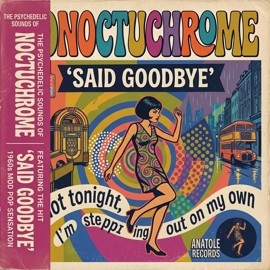 AnatoleRecords's tweet photo. The golden age of 60s vinyl aesthetics brought back to life.

Anatole Records presents the artwork for Noctuchrome - Said Goodbye, capturing the raw rhythm and bold psychedelic artwork of the era.

vibrant color contrasts and iconic vintage typography. https://t.co/PL3MTa1K1t