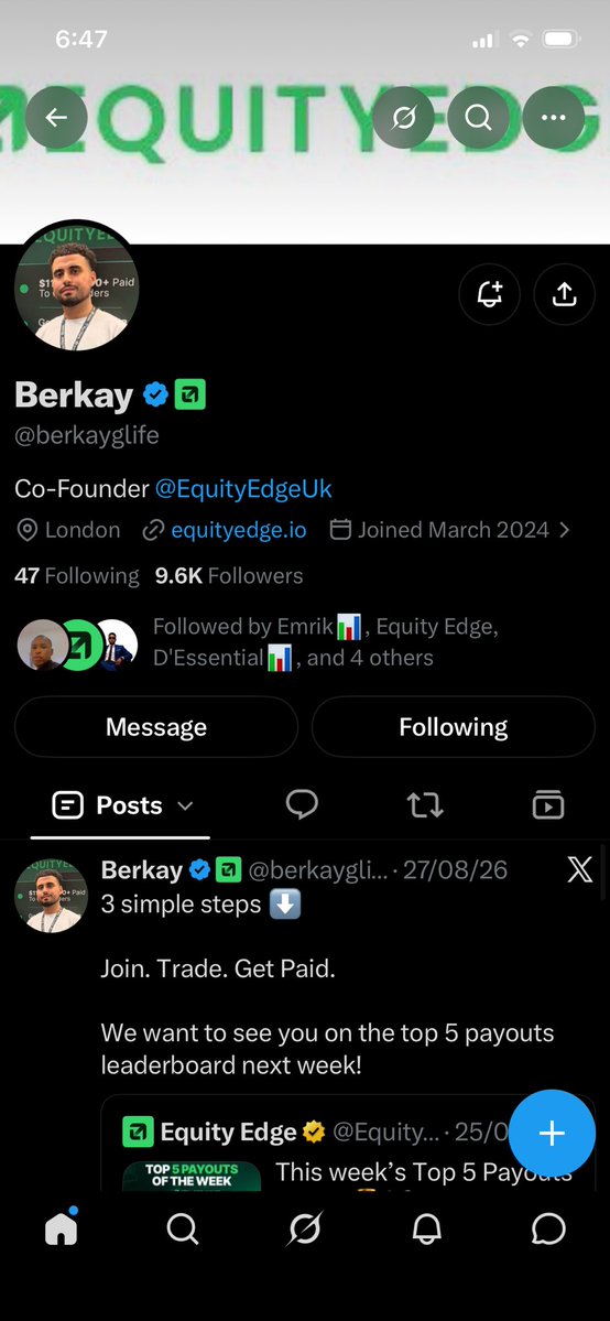 BeeX663765's tweet photo. @DEssentiall @Danieltrades @berkayglife @EquityEdgeUK Hope for win guys i am struggling right now ! To achieve payout ! 

My number is :- 7 https://t.co/dCnfuKLI0n