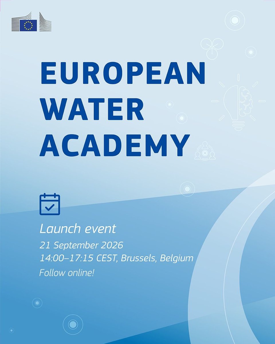 EU_JRC's tweet photo. 📣 Follow online the launch of the European Water Academy (EUWA) on Monday, 21 September!

- Welcome address by Commissioner @JessikaRoswall 
- Introduction of the first EUWA Champions 
- Expert panels on how to strengthen Europe’s water sector

Live: https://t.co/lCU78jJLr9 https://t.co/j1qVX68WWr