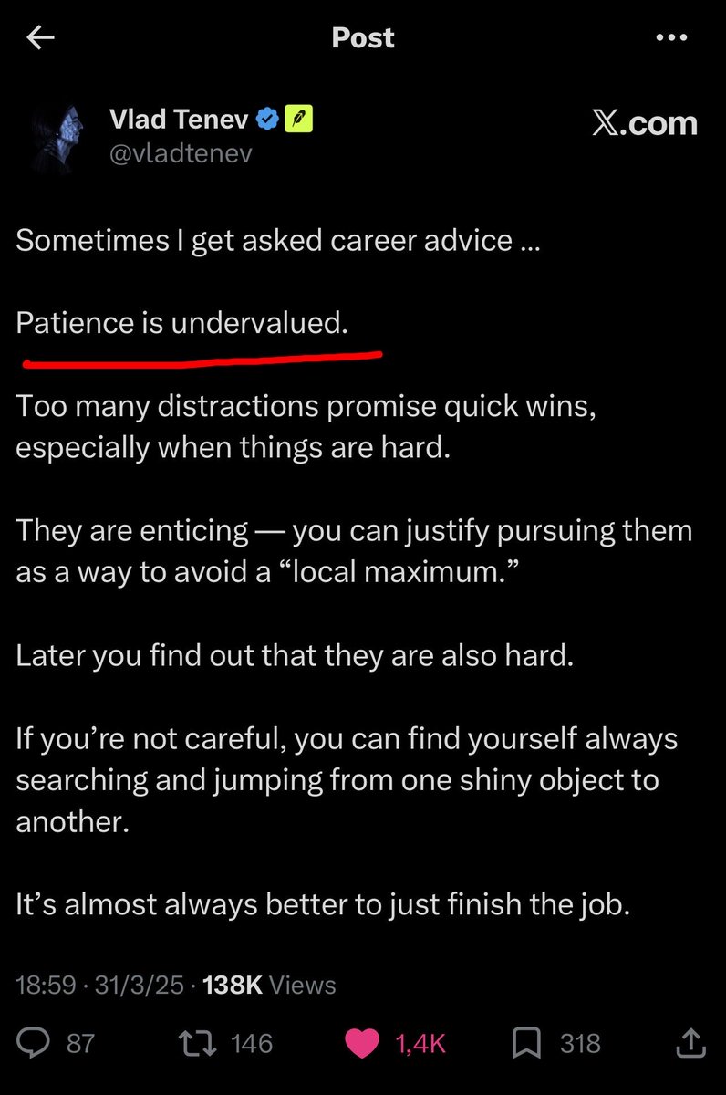PatienceOnHood's tweet photo. @RobinhoodApp @SECGov “Patience is Undervalued” by Vlad Tenev 🌱

0x972d93A9c0567Fea943Ff233fb9d4293247BEDcb https://t.co/5ZnSzgsYkX
