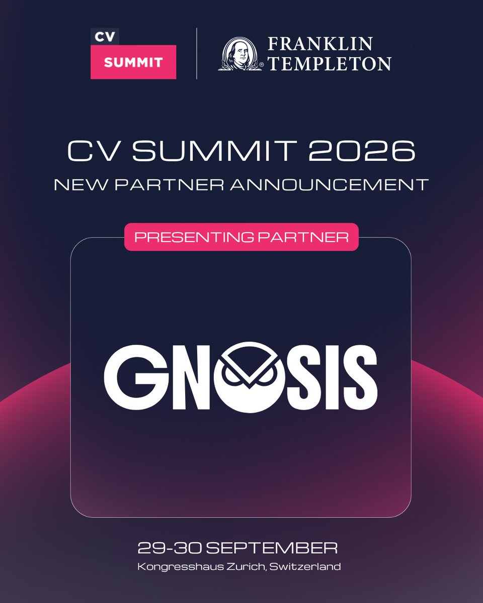 CV_Labs's tweet photo. @gnosis_ joins #CVSummit 2026 as a partner 🟢

Founded in 2015, Gnosis has evolved into a full-stack ecosystem bridging decentralised technology with everyday finance. Gnosis' mission is to empower every person with greater financial agency and access, while supporting the creation of an open and collectively-owned financial system that benefits all. From its origins in decentralised prediction markets, Gnosis has grown into a full-spectrum provider spanning asset management, decentralised trading, and payments. Its industry-leading innovations include Safe, securing over $58 billion in assets; CoW Protocol, which has protected more than $130 billion in trades; and Gnosis Pay, enabling over $200m in payments to date, via crypto-native cards, for a growing ecosystem of wallets. Gnosis delivers a seamless, collectively-owned financial experience that puts accessibility and ownership at its core.

Gnosis' arrival at CV Summit 2026 reflects one of the most important shifts happening in the space today: the maturation of decentralised financial infrastructure into something that can genuinely serve users at scale.

📅 29-30 September | Kongresshaus Zürich
🎟️ Secure your ticket: https://t.co/kz2KBGbfl8