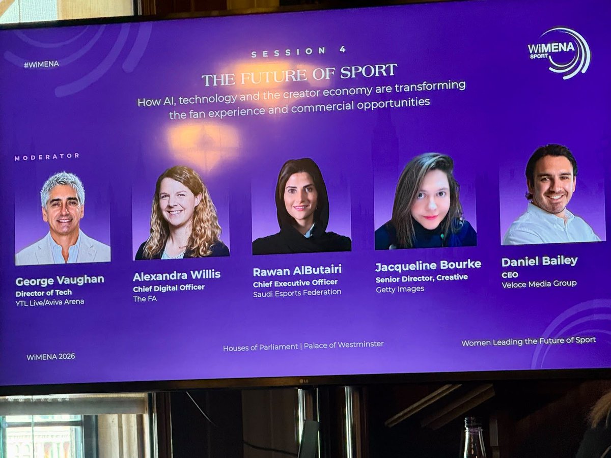 TheDigitalLine's tweet photo. A great day at Wimena 2026. Women Leading the Future of Sport at the Houses of Parliament. George Vaughan was there for some fascinating conversations around the future of sport, from AI and technology to the evolving fan experience and new commercial opportunities.
#Wimena2026 https://t.co/Kem8Czgg3F