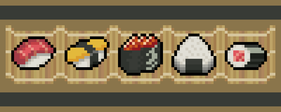 Fallwishe's tweet photo. Some 16x16 sushi and a rice ball for #WeeklyPixels
#pixelart https://t.co/a8TkX1Zkrv