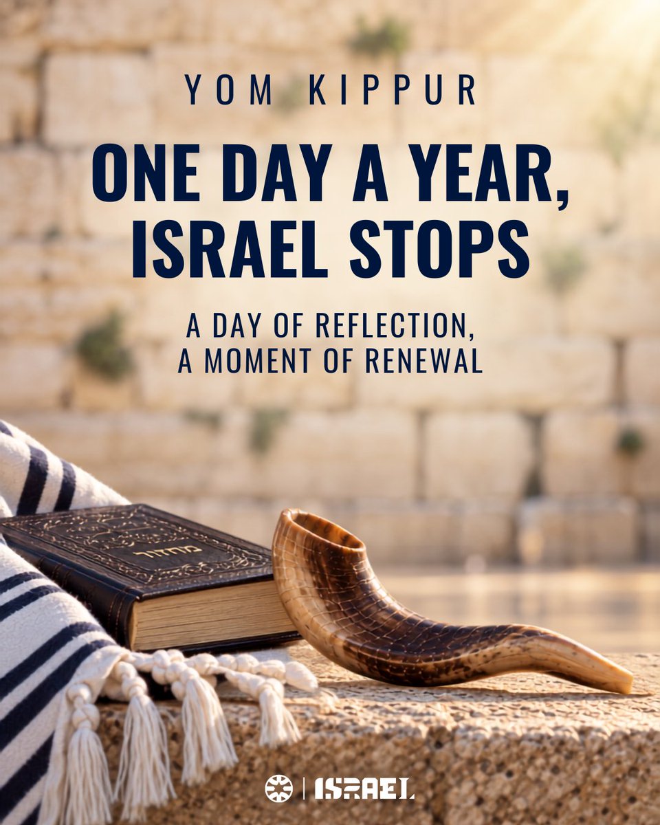 Israel's tweet photo. Yom Kippur, the Day of Atonement, is the holiest day of the Jewish year - a day of fasting, prayer, reflection and forgiveness.

Once a year, Israel comes to a near standstill. The roads empty. Businesses close. The noise of everyday life fades.

From the streets of Tel Aviv to Jerusalem’s Old City, a unique quiet settles across the country.

A day to pause, look inward and start anew.

This is Israel on Yom Kippur. 🤍🇮🇱