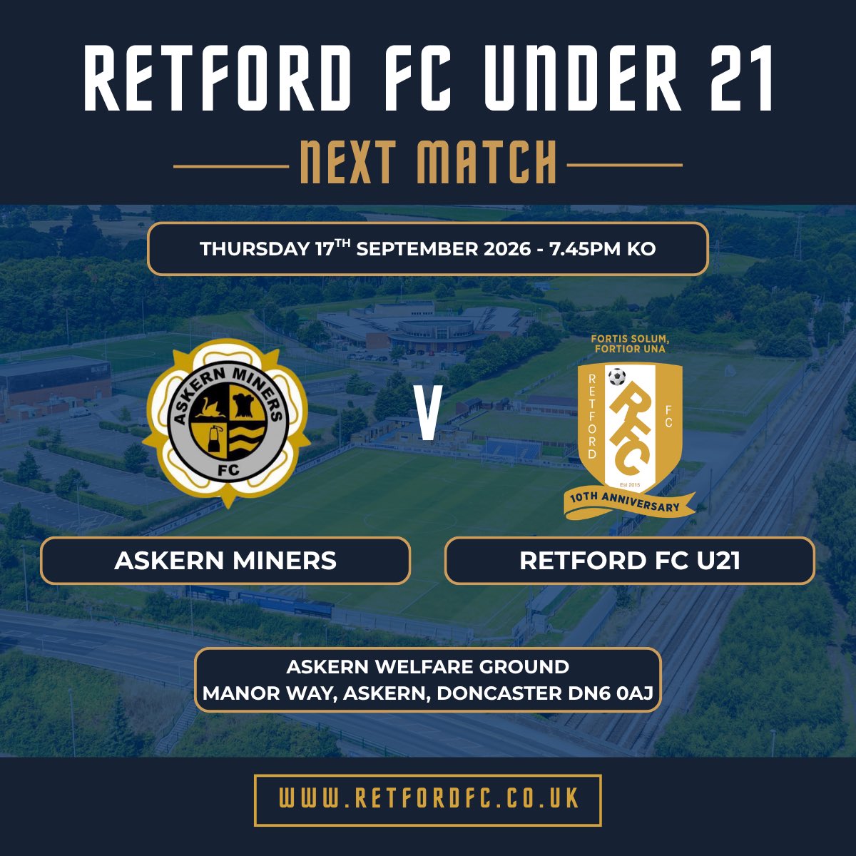Retford_FC's tweet photo. ⚽ MATCHDAY | Under 21s ⚽

🚙 away to Askern Miners U21
📅 Thursday 17 September
⏰ Kick-off 7:45pm
🏆 North Midlands Development League
📍 DN6 0AJ

#UpTheChoughs https://t.co/WOMgH9otIV