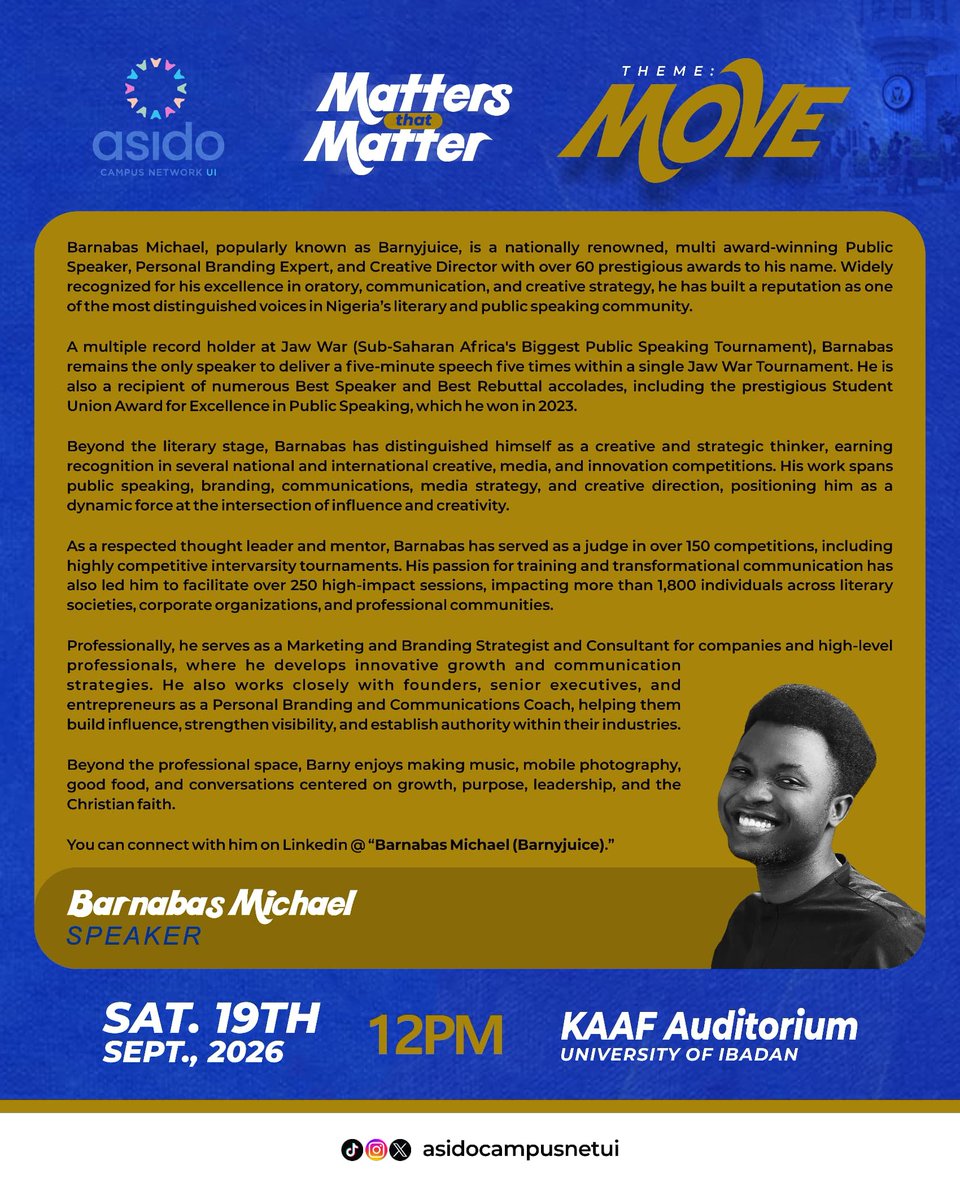 asidocampusnet's tweet photo. THE SPEAKERS ARE HERE ! 👀💙

The wait is finally over!

For Matters That Matter 4.0: MOVE, we’re bringing together incredible speakers with different experiences, perspectives, and voices to share, connect, and inspire meaningful conversations. https://t.co/BttqTGmZQi