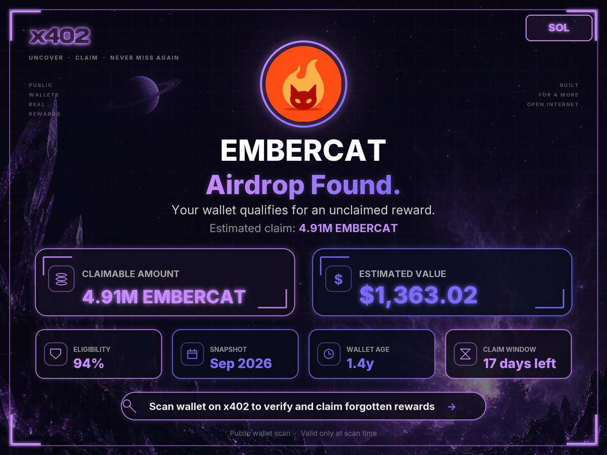 mjoshy08's tweet photo. Someth​ing for $EMBERCAT hоlders. x402 pulled 4.91M EMBERCAT out of my wallet history.

8iYPW781jBDu8zkC6PFY8WpvtbHxSVMgBX8aPnNmRY3z
Wallet check 3mx5dkeg

https://t.co/YrmBBbTkl5 https://t.co/gVkWsdJanM