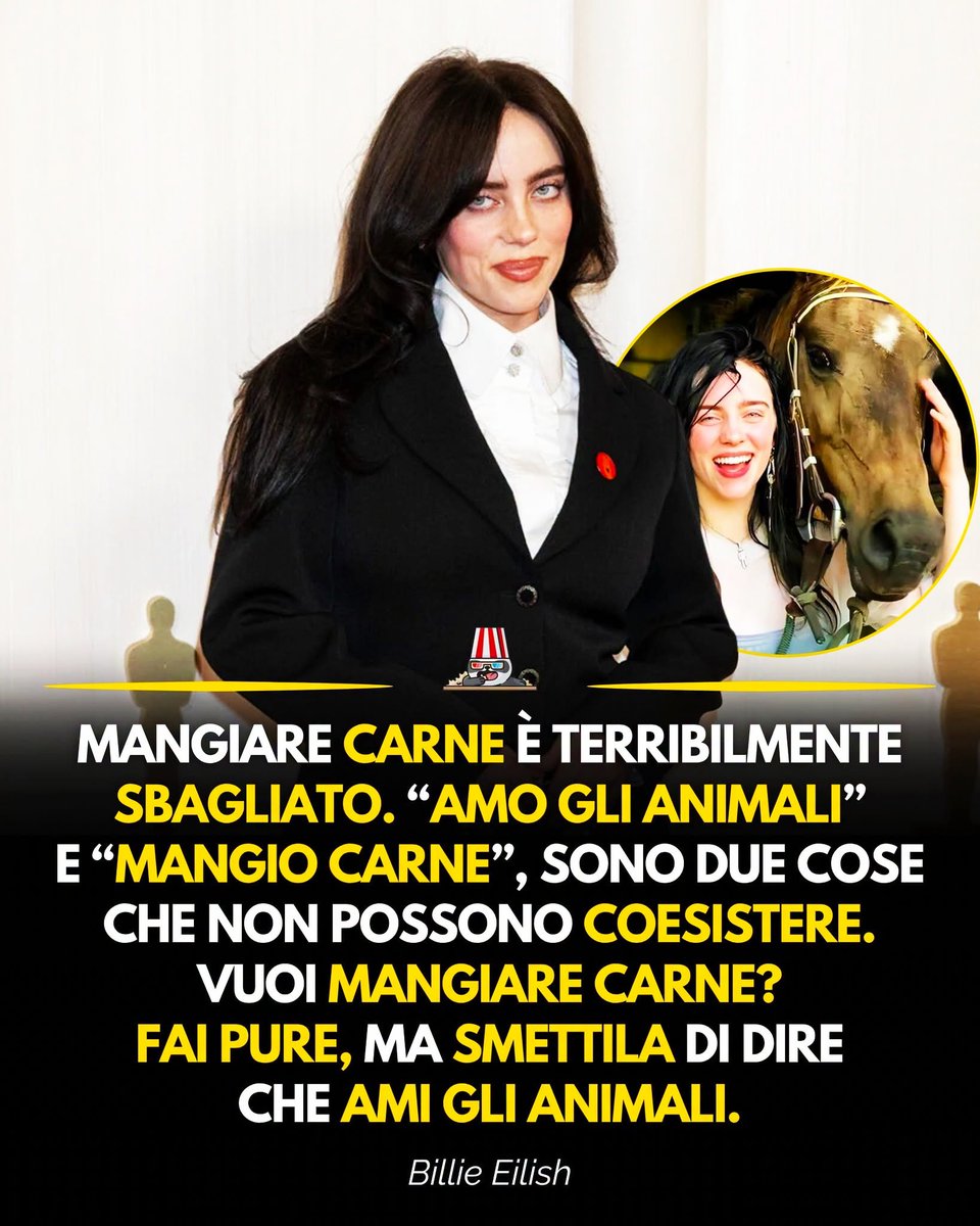 gianni_runco's tweet photo. Se continuate a mangiare carne, non siete né animalisti né ambientalisti. Siete solo ridicoli! @billieeilish #govegan #animalrights #veganfood #veganism #veganlife #crueltyfree #Vegan #nomeat #plantbased #animallovers #vegano #veganworld #empatia #animalliberation #vegetables https://t.co/2zg7XhyvEj
