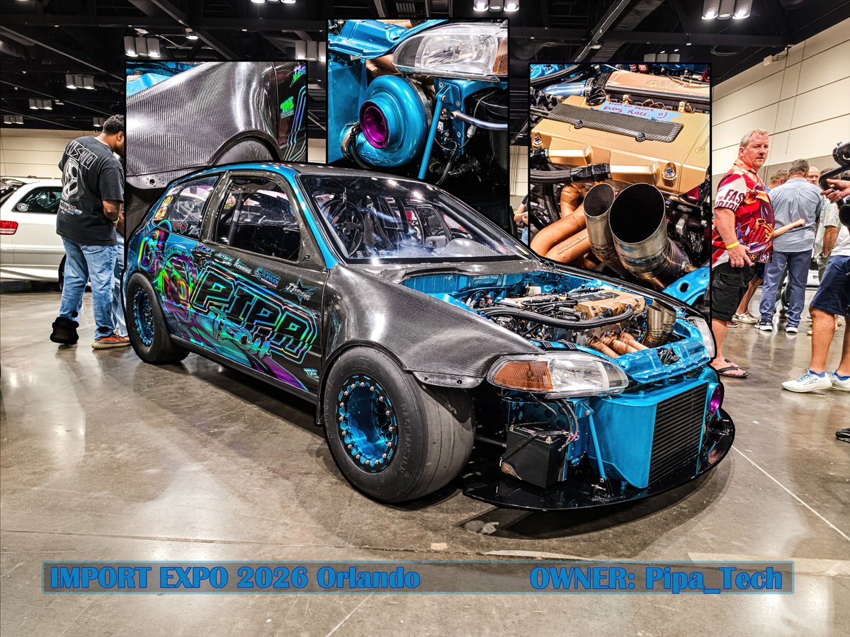 ElmoMurch7xxm's tweet photo. Custom AWD EG Honda Civic Hatchback 
Owner: @pipa_tech 
At the 2026 ImportExpo event at the Orange County Convention Center in Orlando, Florida 
Photos taken on a Samsung Galaxy S26... https://t.co/3yvgT592gs