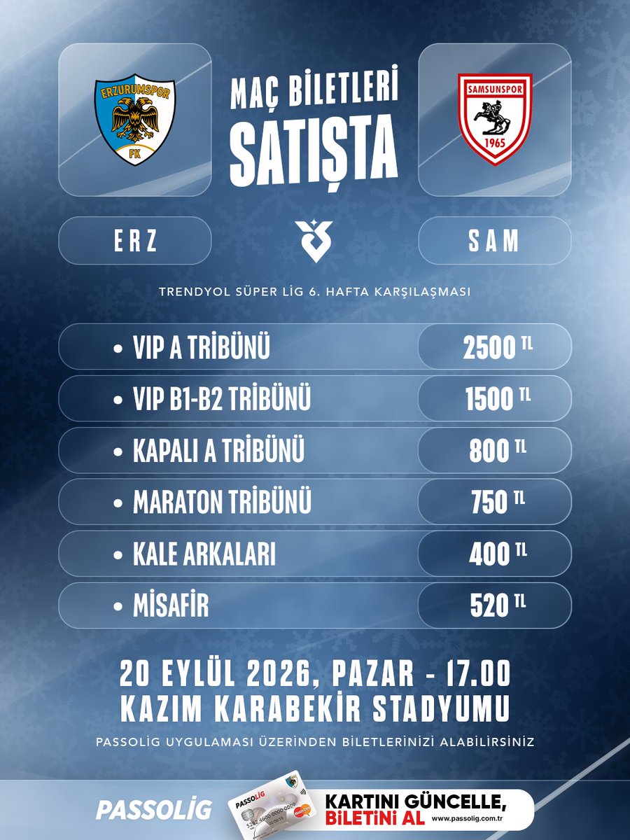 Erzurumspor's tweet photo. Samsunspor maçı biletleri satışta. 

#ERZvSAM | #HaydiDadaş https://t.co/pT29iXvJmR