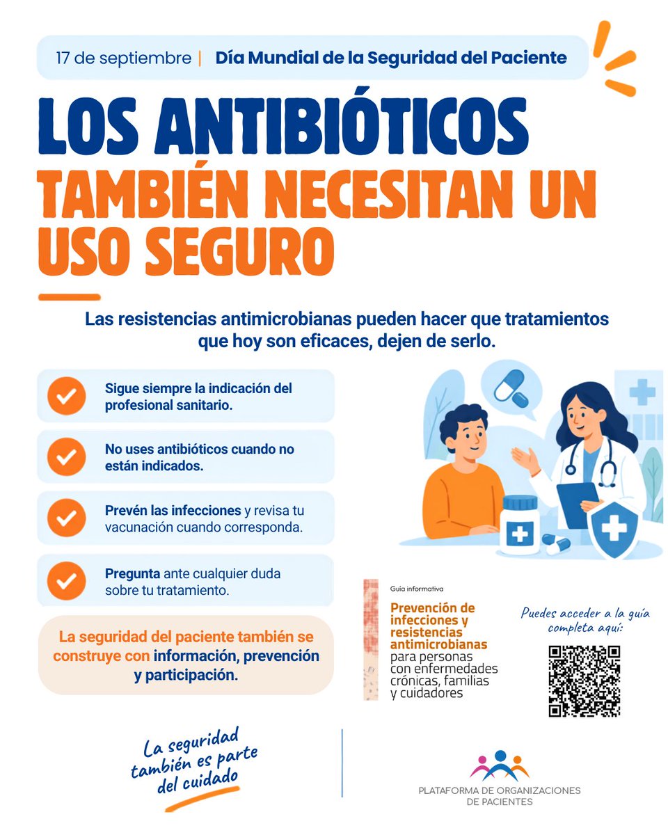 pacientesPOP's tweet photo. 🟠 17 de septiembre | Día Mundial de la Seguridad del Paciente

📢Este año pone el foco en algo que conocemos muy bien: la seguridad en la atención a las personas que conviven con enfermedades crónicas a lo largo de toda su vida

🔗 @opsoms 
 https://t.co/T5f2paOO2t https://t.co/uSEZis81Nc