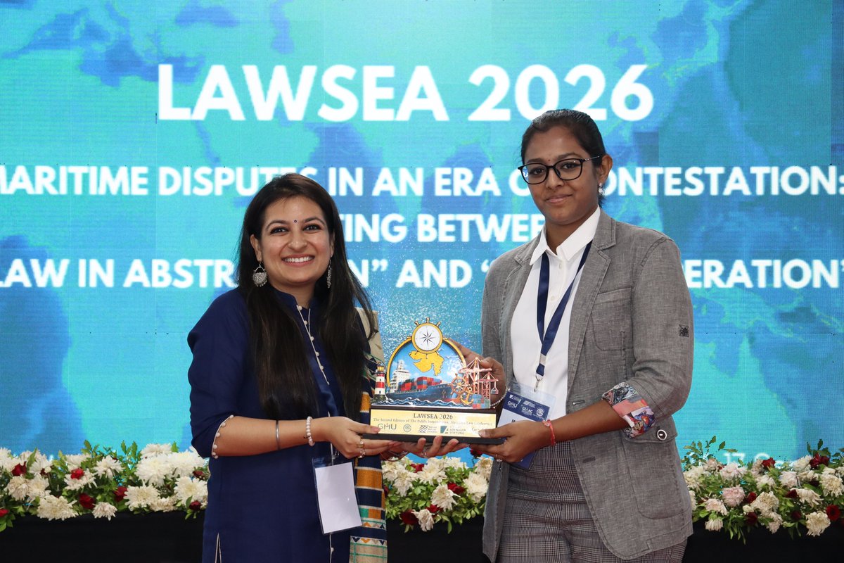 nmfindia's tweet photo. Professional Session Five of #LAWSEA2026 concluded with a Felicitation Ceremony, with Ms Simran Dhingra, Head of International Cooperation, Konrad-Adenauer-Stiftung, India Office, felicitating the speakers and moderator of the session — Vice Admiral Pradeep Chauhan (Retd), Commodore Seshadri Vasan (Retd), and Ms Raaga Manjari. A fitting close to a session that explored lawfare, narrative and strategy in maritime disputes.

#LAWSEA2026 #Lawfare #NationalMaritimeFoundation #KonradAdenauerStiftung