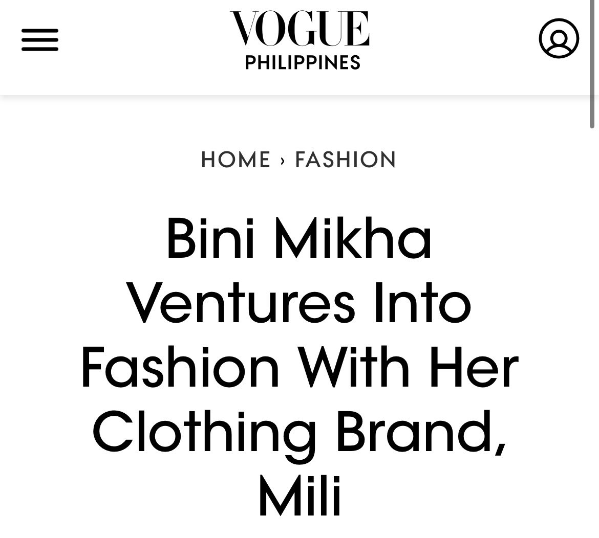 binisanctuary's tweet photo. BINI Mikha’s clothing brand business is featured in Vogue Philippines. https://t.co/QZ6hSAmddt