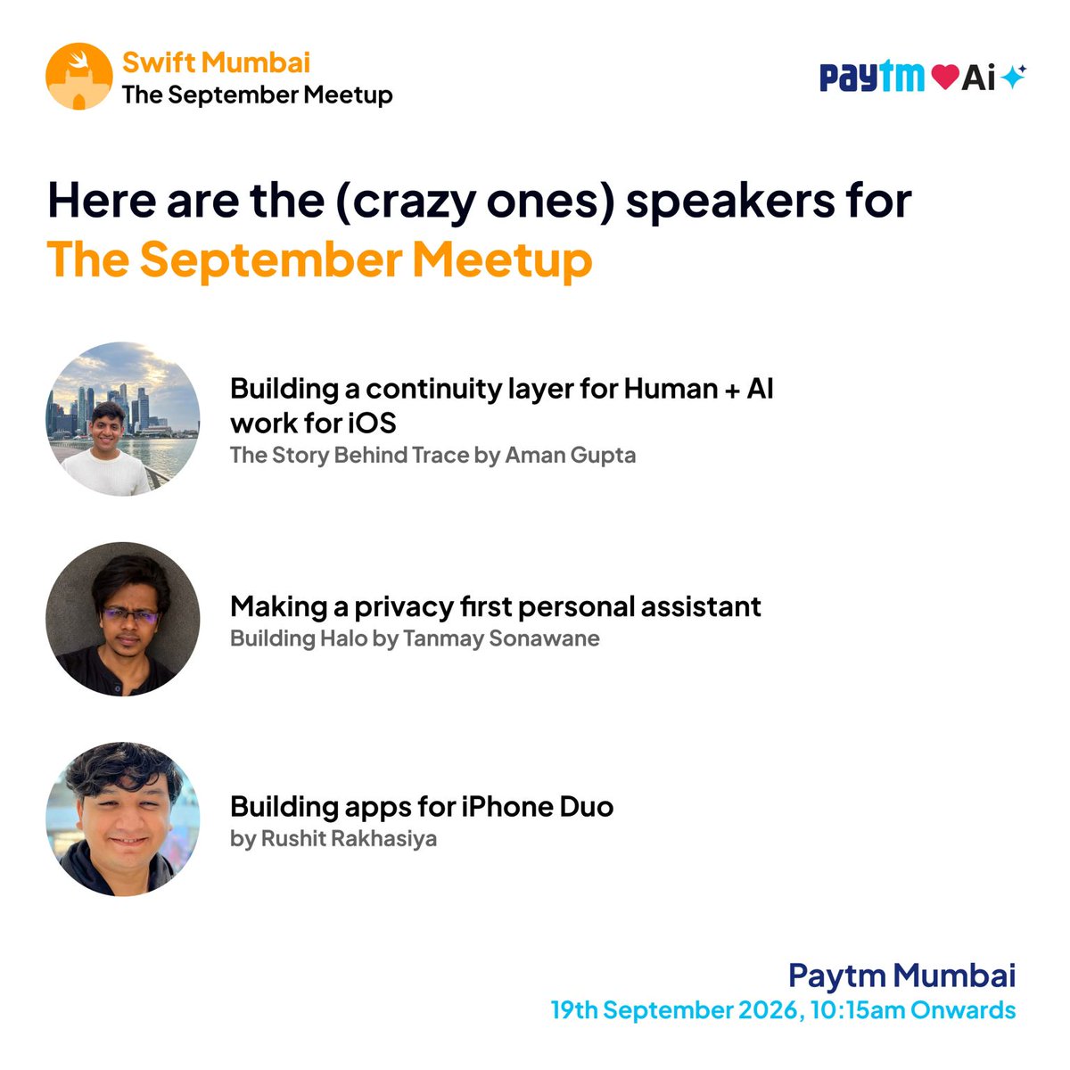 _yogeshsingh's tweet photo. its time for @swift_mumbai September Meetup this Saturday, see you all there! 🚀 https://t.co/so7Fp0Z429